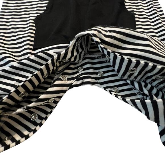 Moon + Beck Bamboo Viscose Striped Romper 4T Black White Pocket Snap Closure NWT - Picture 9 of 9